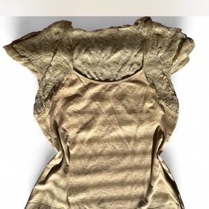 Elegant Nude Lace Sleeve Women's Top